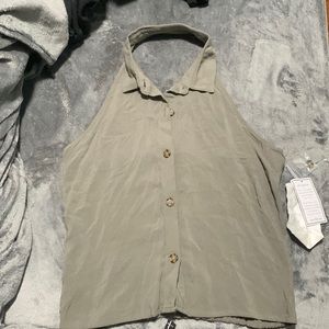 Brand new with tag , olive green top open back super cute for the summer.